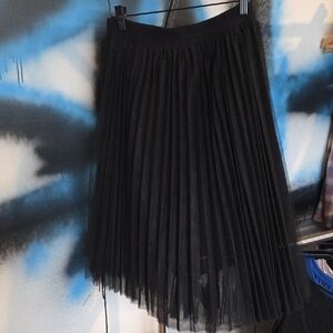 Sam Edelman Black Tulle Pleated Skirt